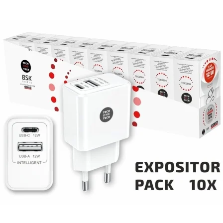 Tech One Tech Pack 10 Cargadores de Pared Basik TEC2954 Blanco 12W USB-A